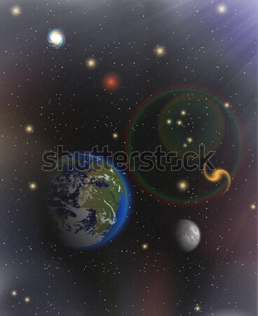 Ruimte abstractie planeten aarde oceaan web Stockfoto © Panaceadoll