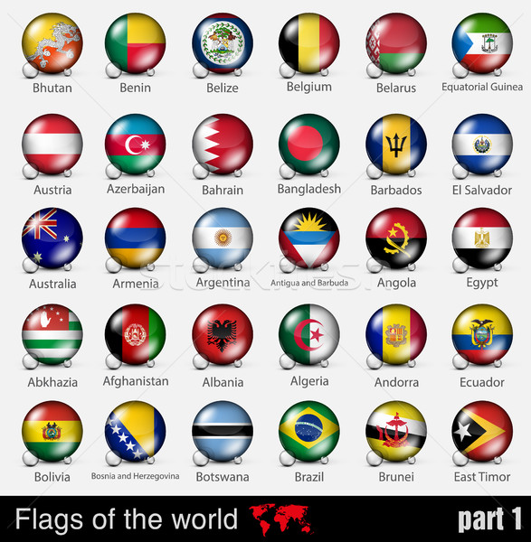 Flags of all countries in the 3d ball with shadows Stock photo © Panaceadoll
