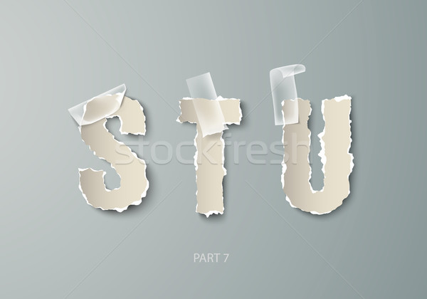 vector set alphabet torn paper with transparent tape Stock photo © Panaceadoll