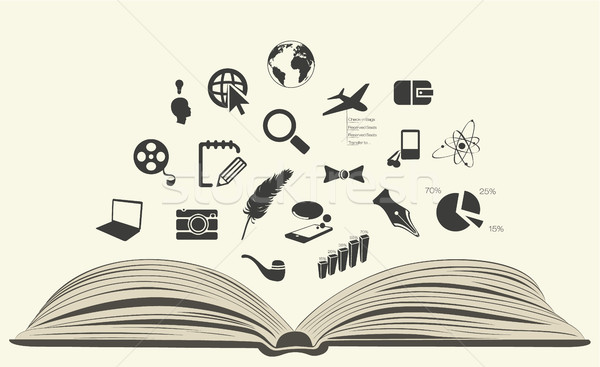 icons drawn from an open book Stock photo © Panaceadoll