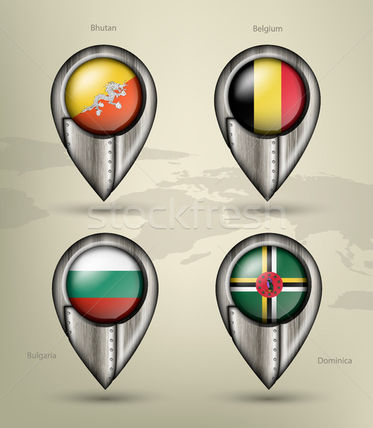 metal map marker steel country with glare and shadows Stock photo © Panaceadoll