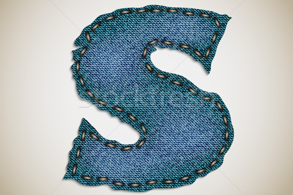 Denim letter alphabet texture jeans. vector Stock photo © Panaceadoll