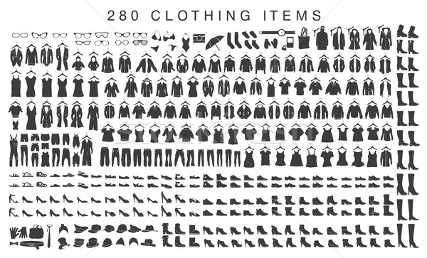 vector set of fashion icons and items of clothing silhouettes accessories Stock photo © Panaceadoll