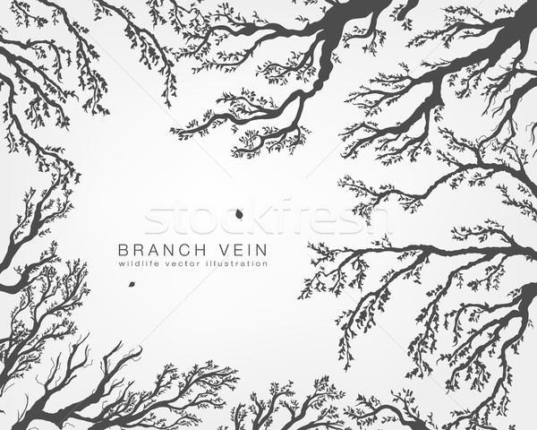 dried tree branches with birds and leaves on a light background Stock photo © Panaceadoll