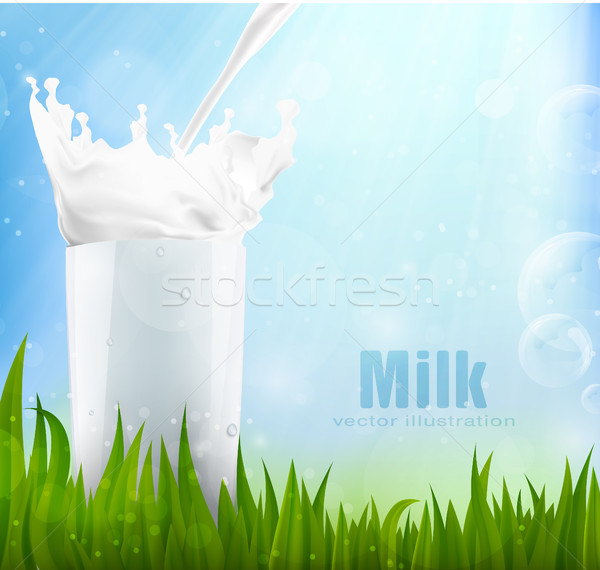 Gießen Milch Glas Sommer Kuh blau Stock foto © Panaceadoll