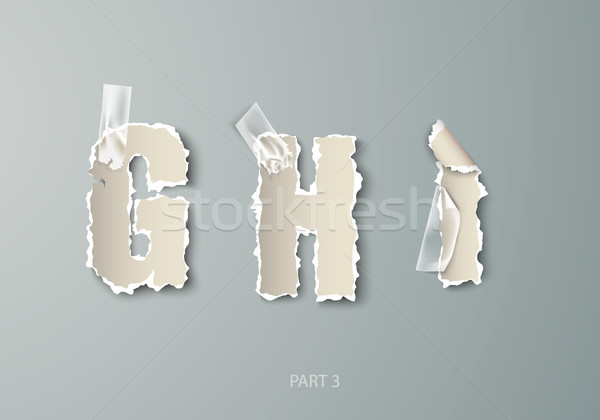 vector set alphabet torn paper with transparent tape Stock photo © Panaceadoll