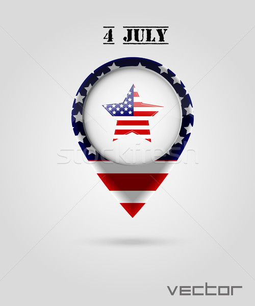 Stock photo: Red Map Markers. 4 July Theme