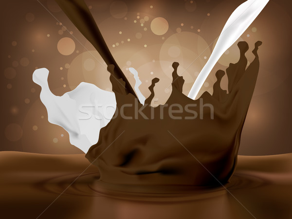 Pouring a glass of cocoa in the coffee background Stock photo © Panaceadoll