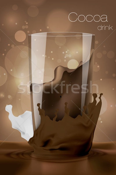 pouring cocoa drink with a splash into a glass Stock photo © Panaceadoll
