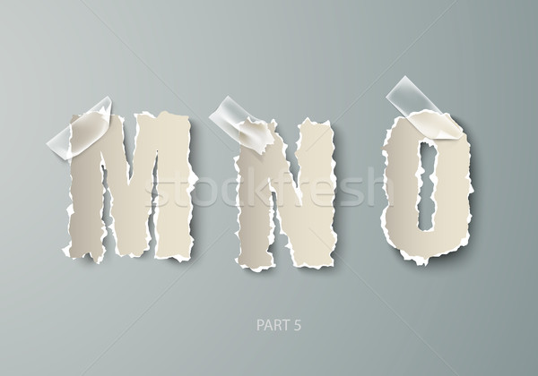 vector set alphabet torn paper with transparent tape Stock photo © Panaceadoll