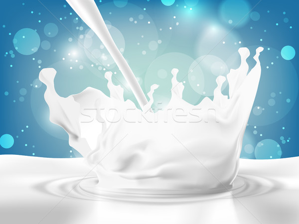 Pouring milk in a blue background. Vector illustration. Stock photo © Panaceadoll