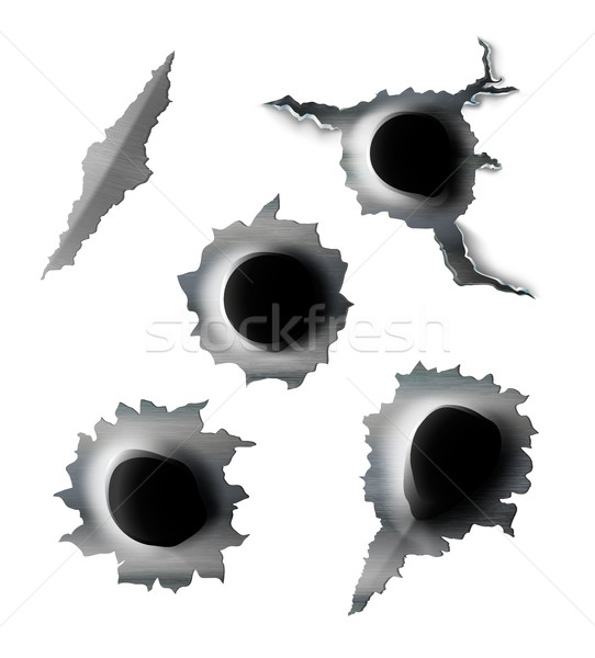 Stock photo: ragged hole in the metal