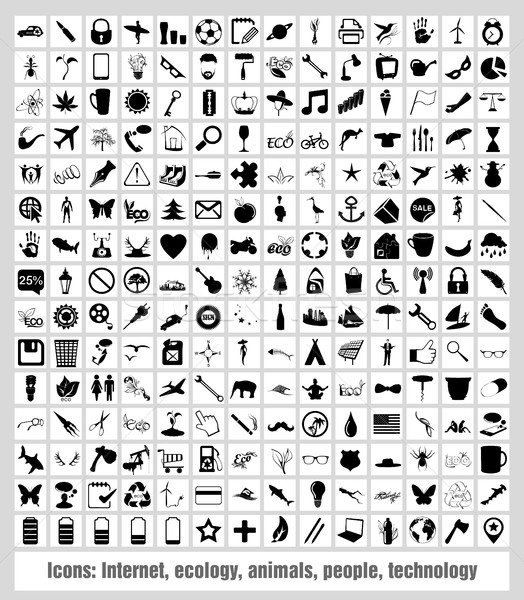 Symbole Internet Ökologie Computer Geld Musik Stock foto © Panaceadoll
