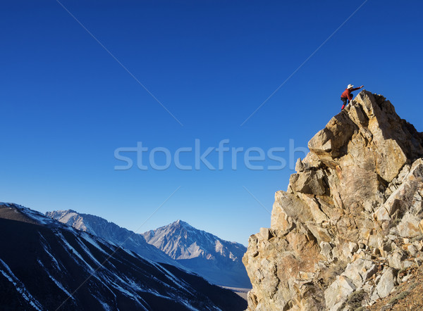 Reaching Mountain Top Stock photo © pancaketom