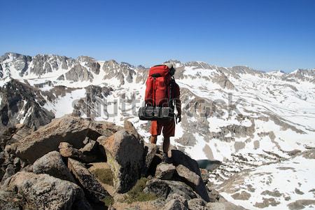 backpacker near summit Stock photo © pancaketom