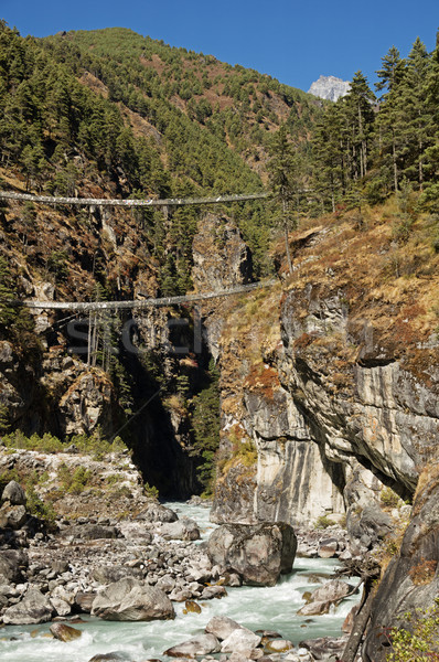 Kabel bruggen Nepal trekking rivier manier Stockfoto © pancaketom