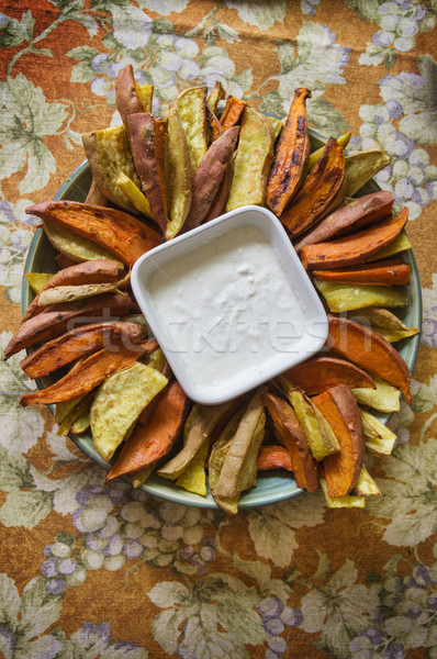 сладкий картофель оранжевый пластина вкусный Сток-фото © pancaketom