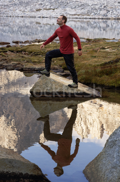 Outdoorsman With Reflection Stock photo © pancaketom