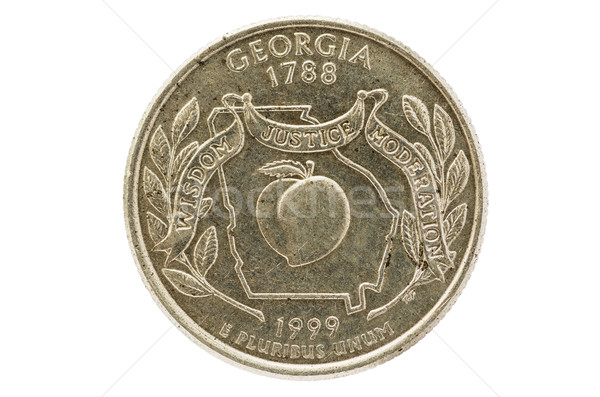Georgia Quartal Münze isoliert weiß Geld Stock foto © pancaketom