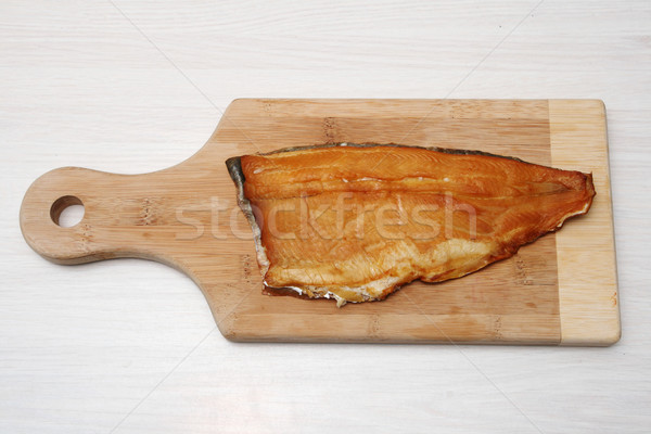 Gerookt forel houten vis gezonde Stockfoto © pancaketom