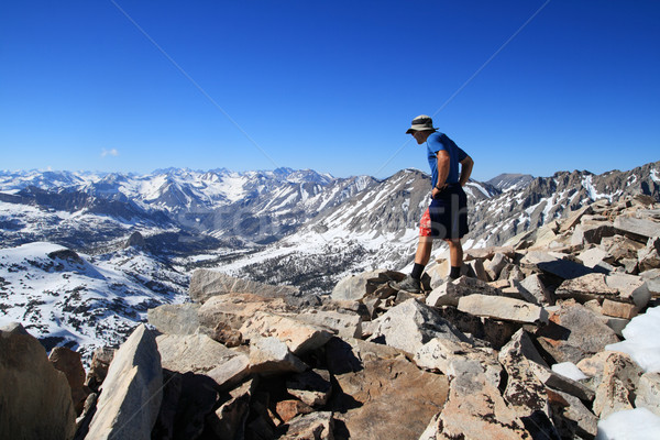 Man Looking Off Mountain Stock photo © pancaketom