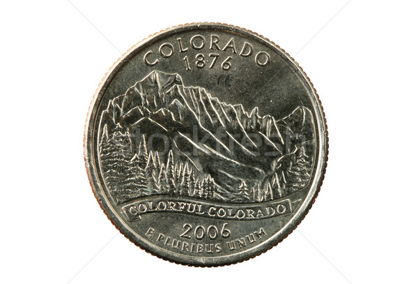 Сток-фото: Колорадо · квартал · изолированный · белый · монеты · серебро