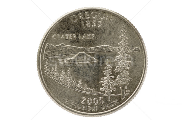 Oregon trimestre pièce isolé blanche argent Photo stock © pancaketom
