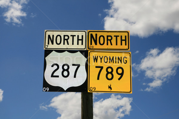 Wyoming road signs Stock photo © pancaketom