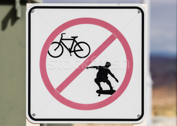No Biking Skateboarding Sign Stock photo © pancaketom