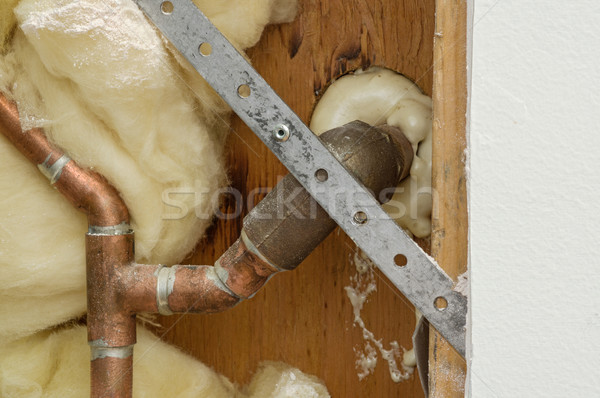 Ev su tesisatı tamir bölüm duvar kesmek Stok fotoğraf © pancaketom