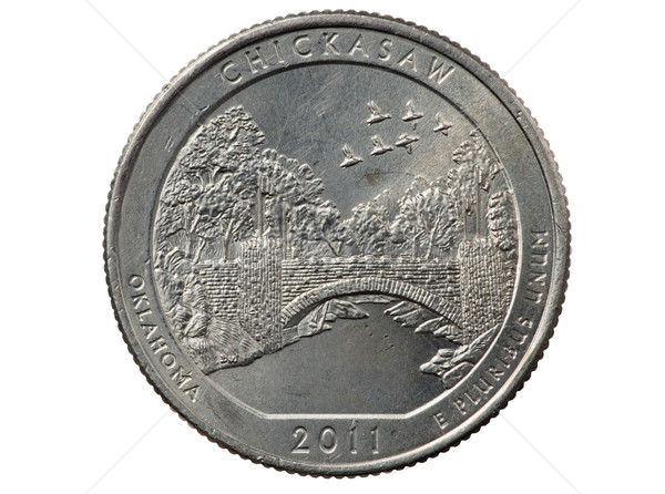 Oklahoma kwartał monety odizolowany biały most Zdjęcia stock © pancaketom