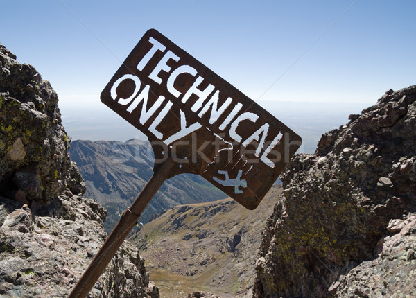 Technical Only Sign Above Cliff Stock photo © pancaketom