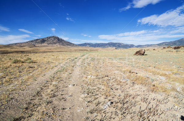 Doble tema camino de grava tráfico distante Nevada Foto stock © pancaketom