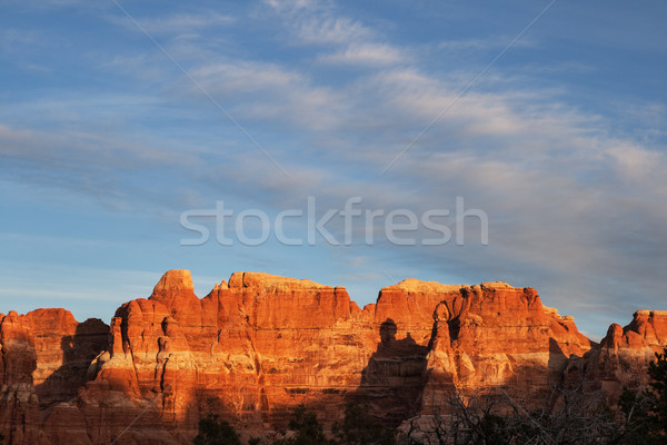 Piros homokkő tájkép reggel fény fal Stock fotó © pancaketom
