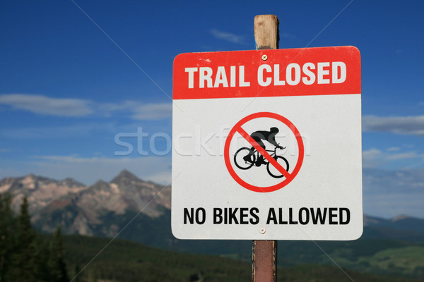 Stockfoto: Geen · fietsen · toegestaan · teken · parcours · gesloten