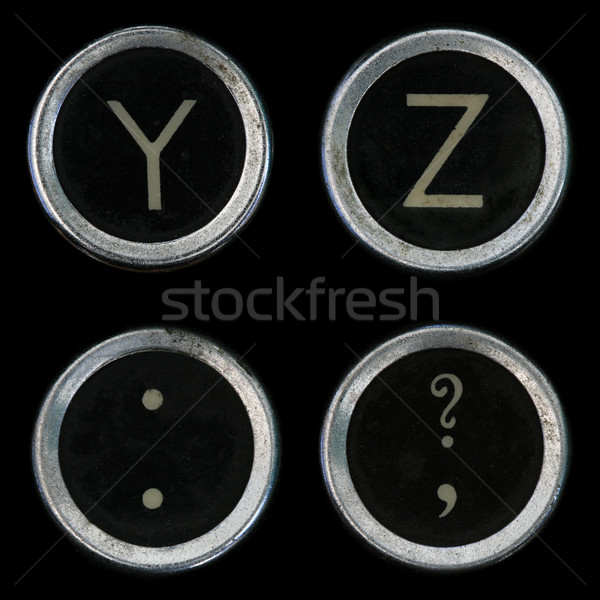 Edad máquina de escribir claves signo de interrogación coma negro Foto stock © pancaketom