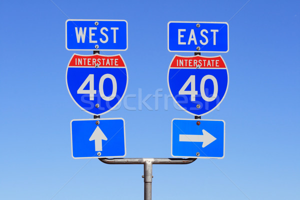 I 40 East and West road signs Stock photo © pancaketom