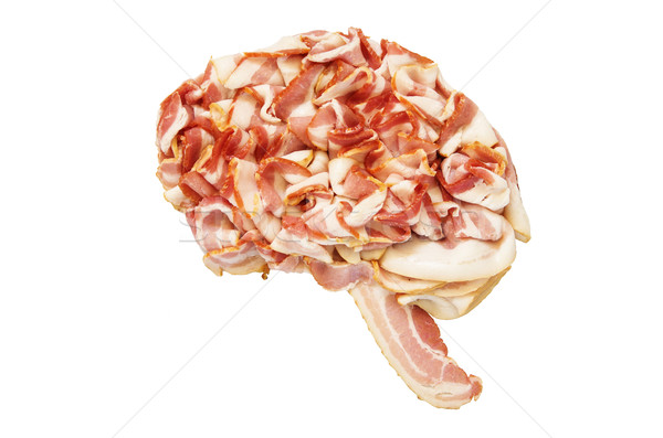 Boczek mózgu surowy odizolowany biały żywności Zdjęcia stock © pancaketom