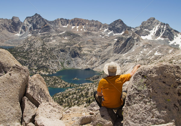 Man On Mountain Overlook Stock photo © pancaketom