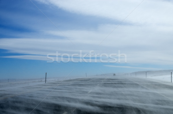 雪 吹 高速公路 到80 懷俄明州 商業照片 © pancaketom