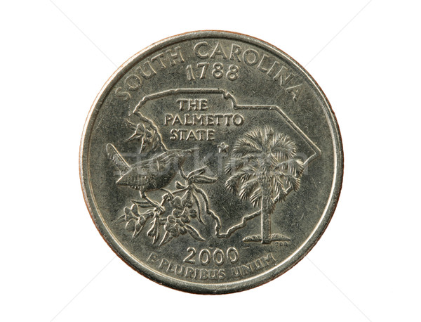 North Carolina kwartał odizolowany biały monety srebrny Zdjęcia stock © pancaketom