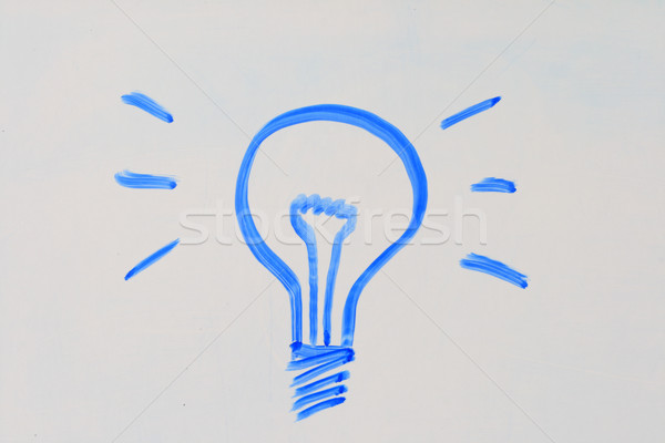 Glühbirne Zeichnung gezeichnet blau Marker Stock foto © pancaketom