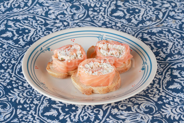 salmon and cheese appetizers Stock photo © pancaketom