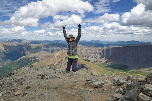 Imagine de stoc: Femeie · celebrare · ascensiune · picior · Colorado