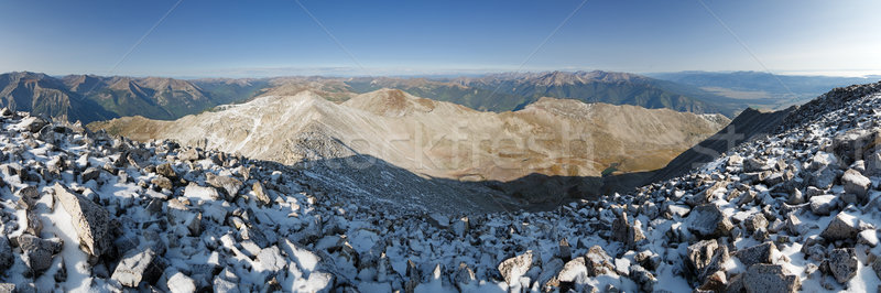 Panoramă zăpadă munte Imagine de stoc © pancaketom
