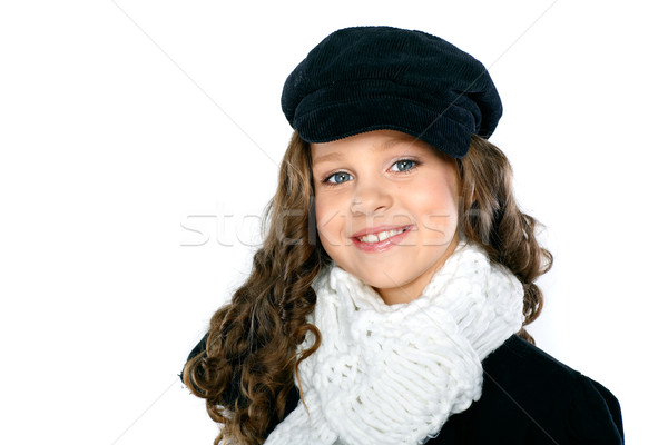 Weinig mooi meisje najaar kleding geïsoleerd witte Stockfoto © pandorabox