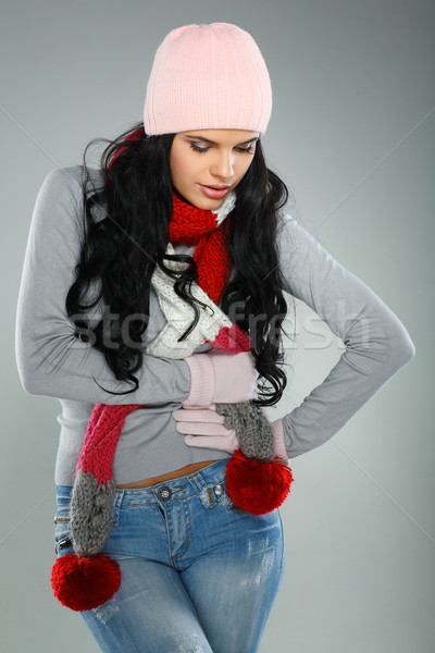 Fotografie fata frumoasa iarnă haine femeie fericit Imagine de stoc © pandorabox