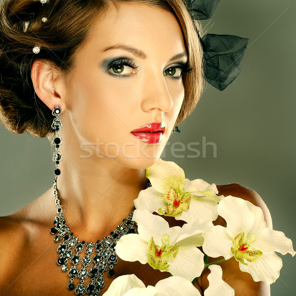 Fotografie fata frumoasa nunti decoratiuni modă stil Imagine de stoc © pandorabox