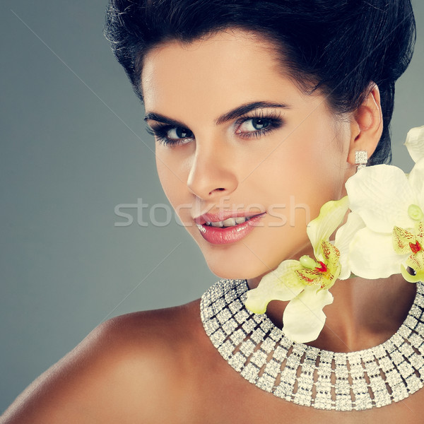 Photo of beautiful girl in weddings decorations in fashion style Stock photo © pandorabox