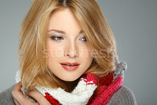 Fotografie fata frumoasa iarnă haine femeie fericit Imagine de stoc © pandorabox